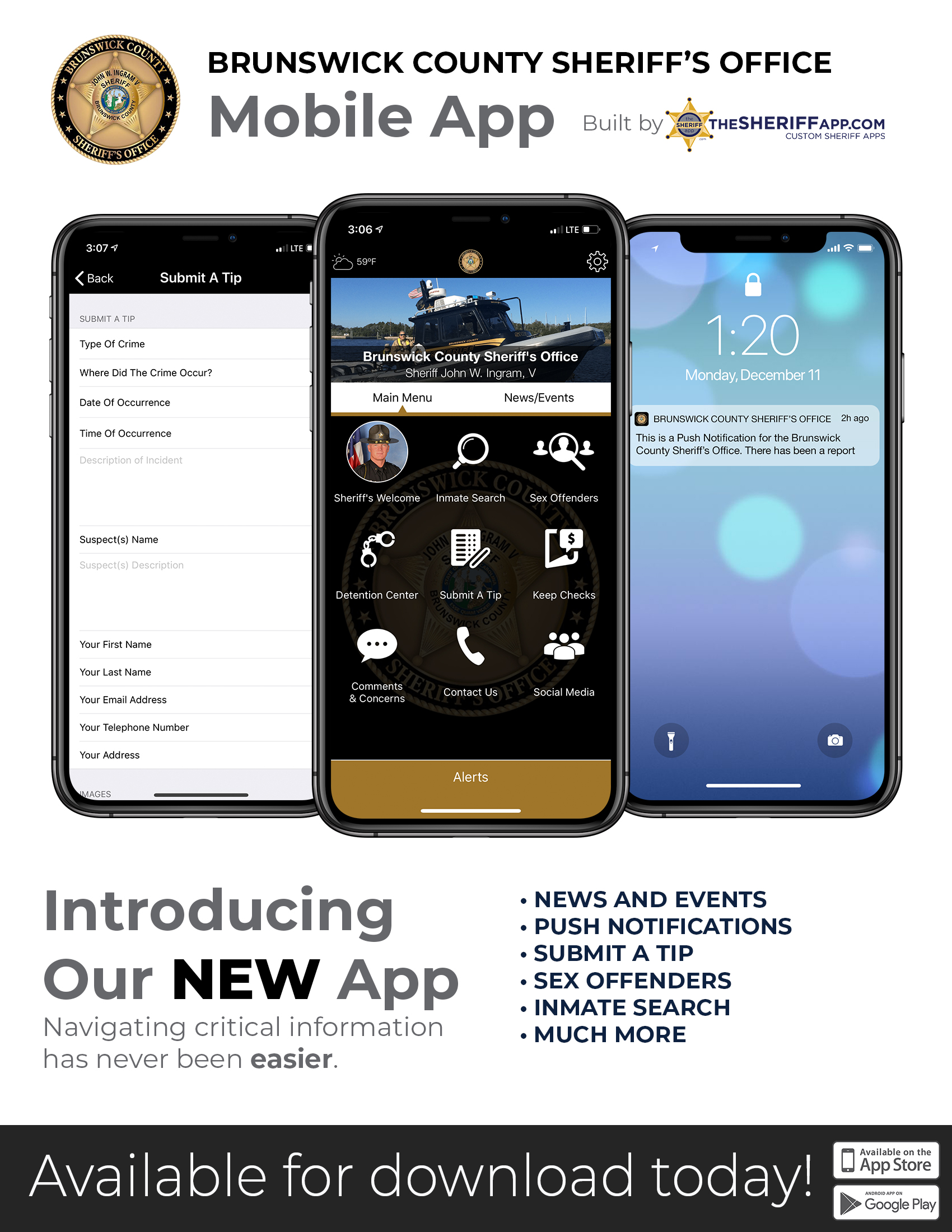 New Mobile App Launched | Brunswick County Sheriff's Office